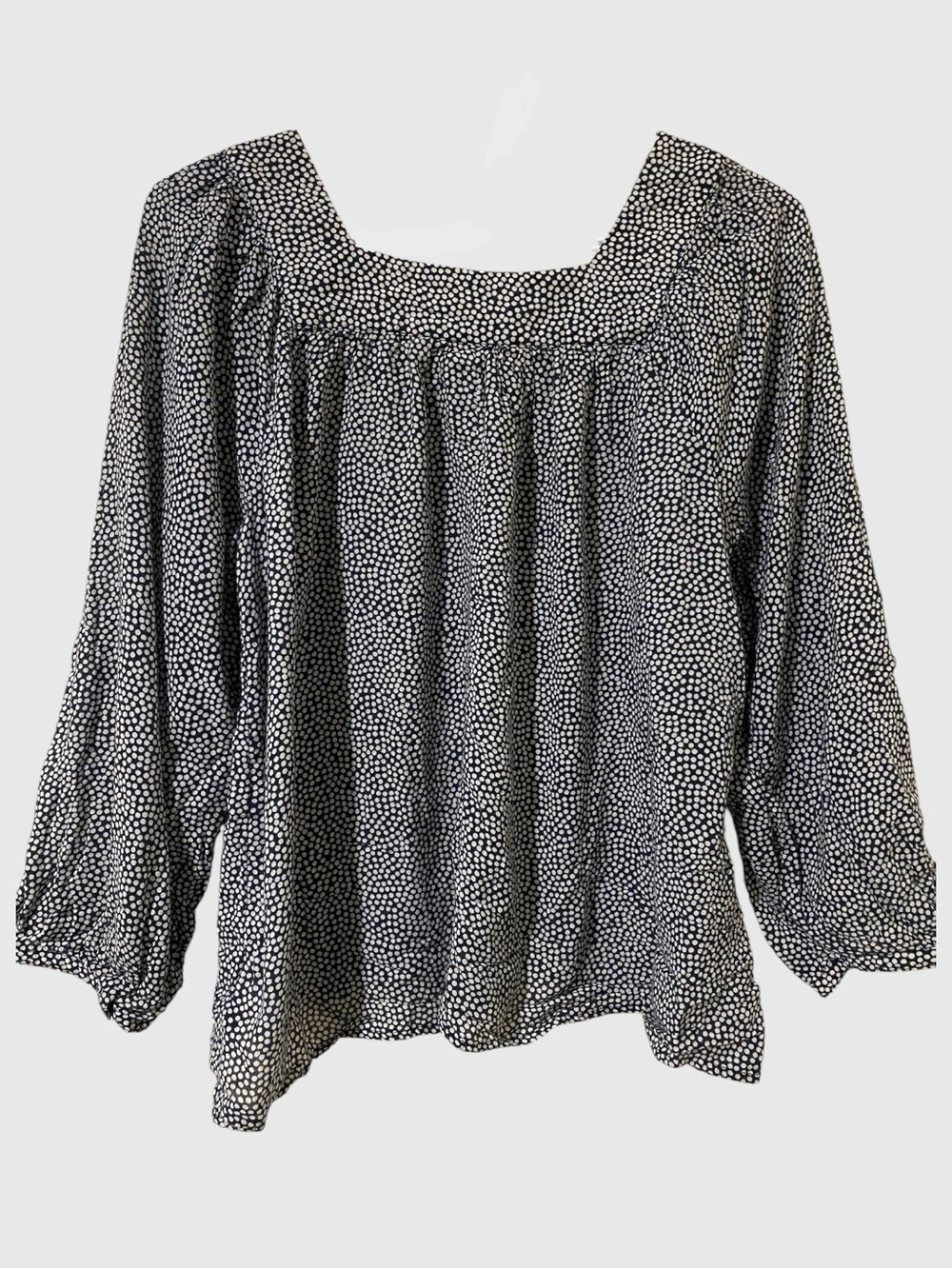 GAP Black Blouse with White Dot Print, Square Neck